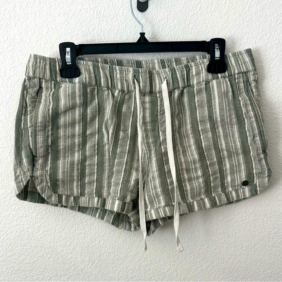 Roxy Pants - Roxy Striped Green and White Women's Shorts